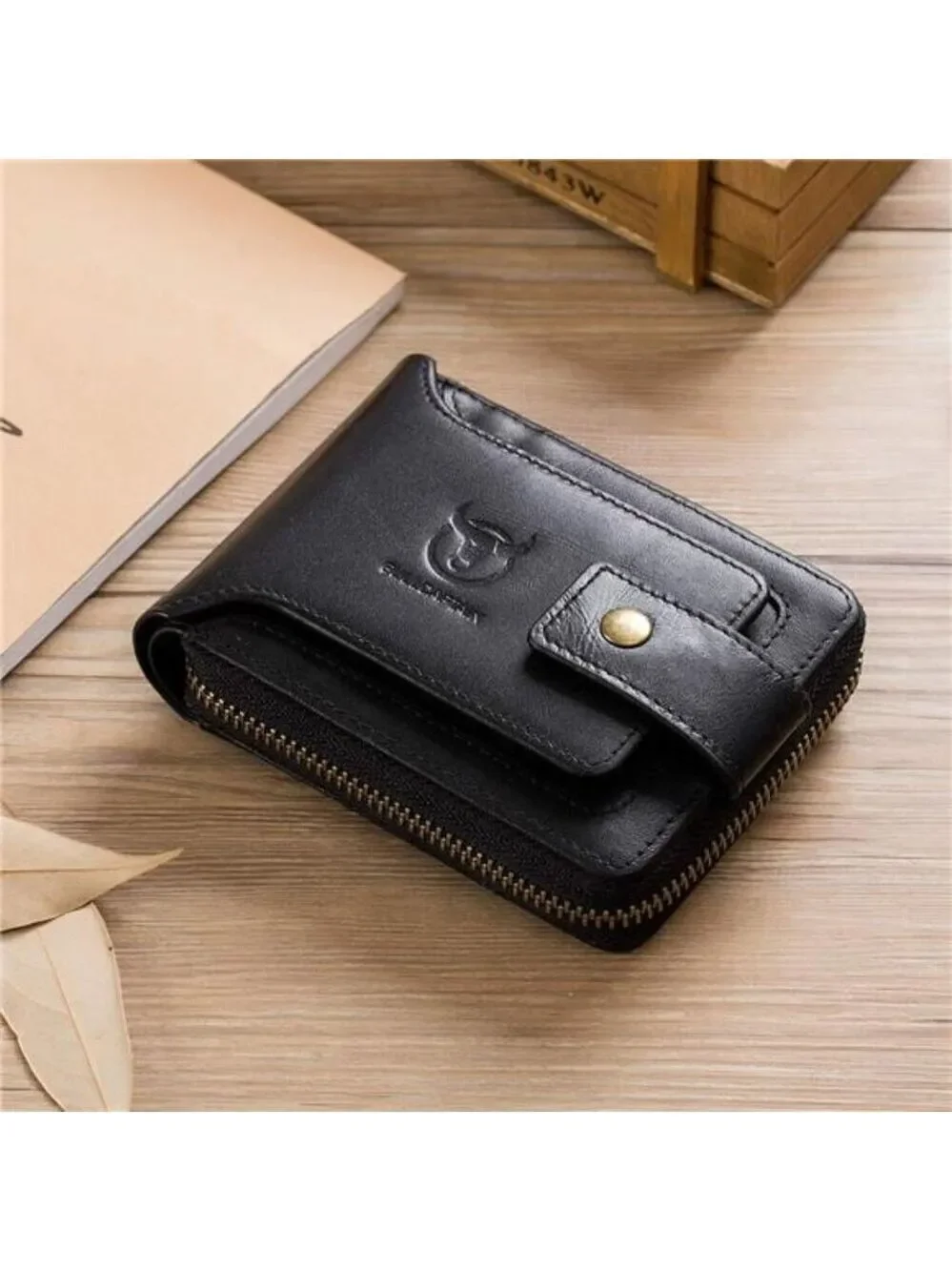 Mens Leather Wallet RFID Blocking Large Capacity Card Case ID Window Coin Pocket